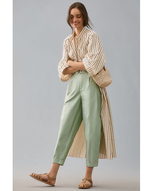 Maeve Belted Tapered Cropped Trousers