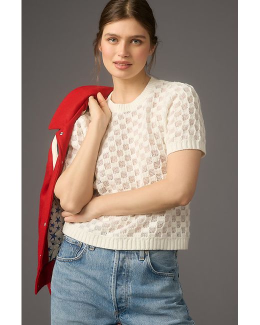 By Anthropologie Crew Neck Short-Sleeve Textured Knit Top