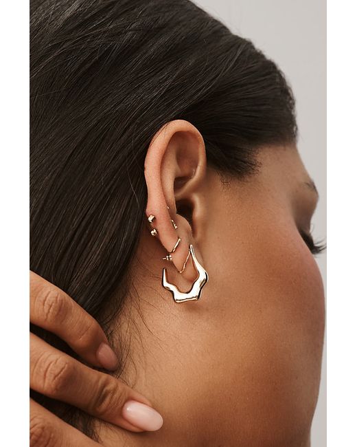 By Anthropologie Small Molten Metal Huggie Hoop Earrings