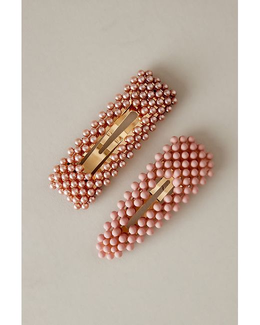 Anthropologie Beaded Snap Hair Clips Set of 2