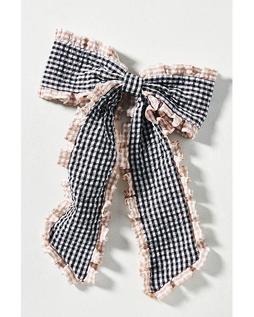 By Anthropologie Gingham Ruffle Bow Barrette Hair Clip