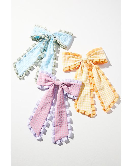 By Anthropologie Gingham Ruffle Bow Barrette Hair Clip
