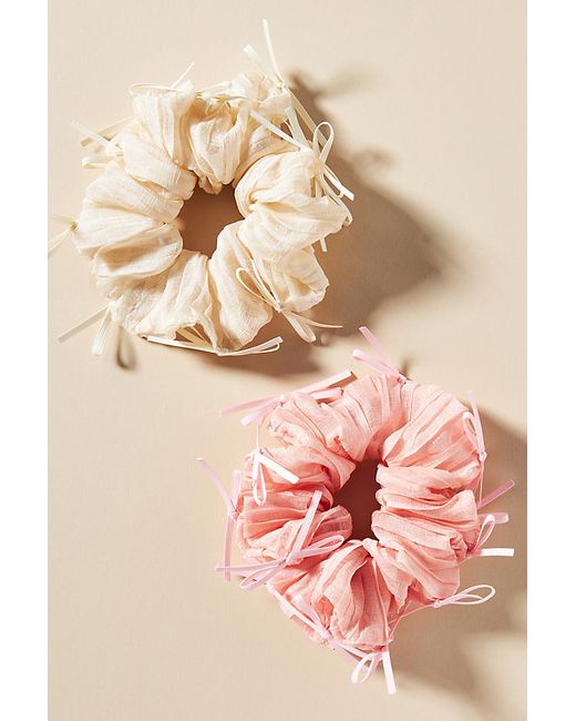 By Anthropologie Bow-Trimmed Hair Scrunchies Set of 2