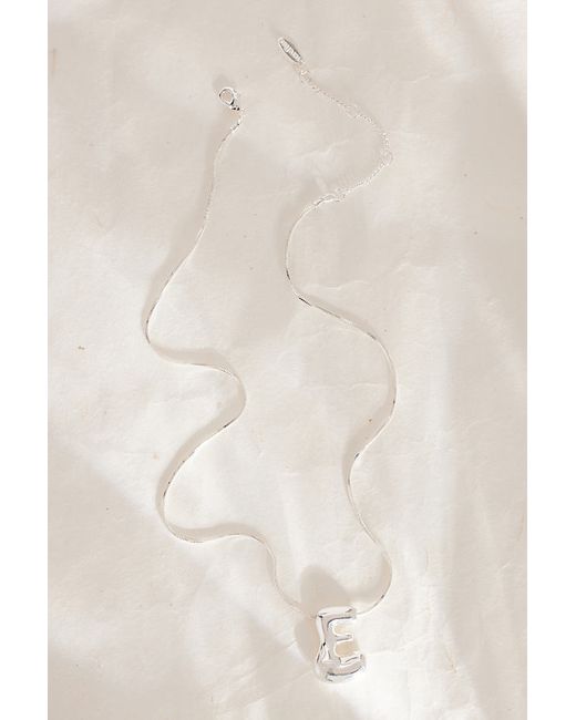 Anthropologie Silver-Plated Bubble Letter Monogram Necklace