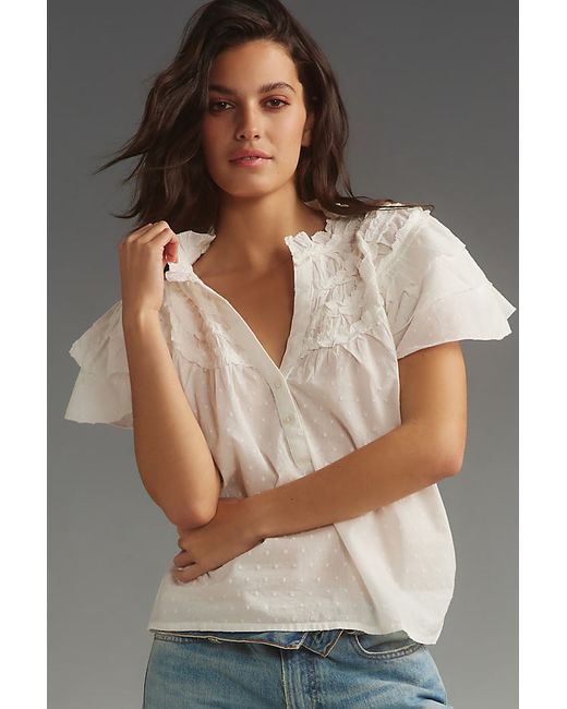 By Anthropologie Layered-Sleeve Henley Top