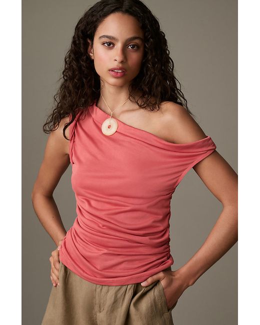 Pilcro One-Shoulder Ruched Top