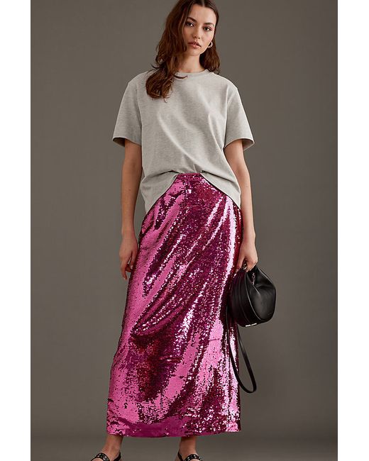 Selected Femme Omina High-Waisted Sequin Midi Skirt