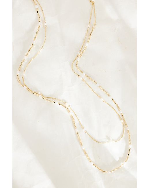 Anthropologie Layered Long Pearl Necklace