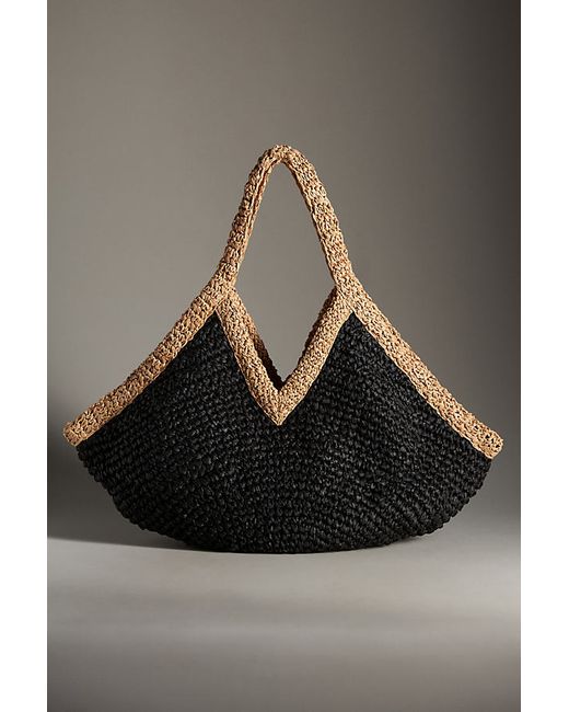 By Anthropologie Tipped Angular Straw Tote Bag