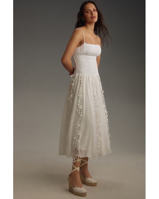 Maeve Sleeveless Embellished Smocked Midi Dress