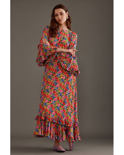 Queens of Archive Summer Long-Sleeve Ruffle Maxi Dress