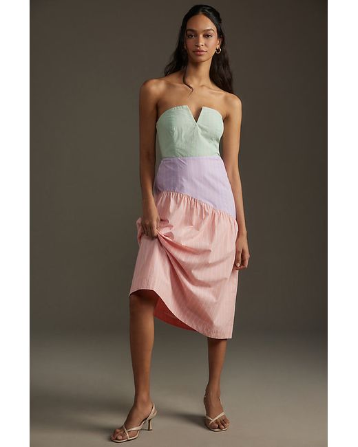 Maeve Colourblock Strapless Midi Dress