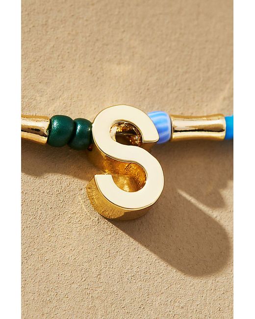 By Anthropologie Gold-Plated Multicoloured Beaded Monogram Necklace