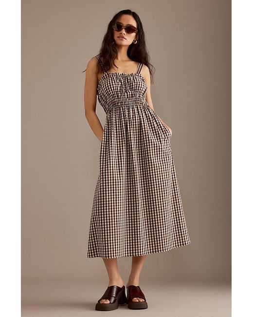By Anthropologie Evie Sleeveless Ruched Midi Dress