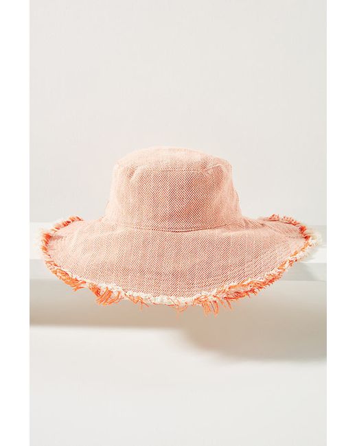 By Anthropologie Houndstooth Frayed Bucket Hat