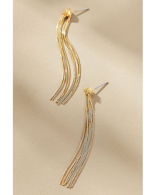 By Anthropologie Knotted Chain Fringe Drop Earrings