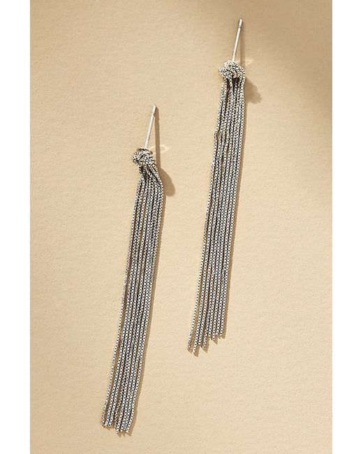 By Anthropologie Knotted Chain Fringe Drop Earrings