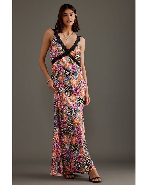 Kachel Sleeveless V-Neck Printed Maxi Slip Dress