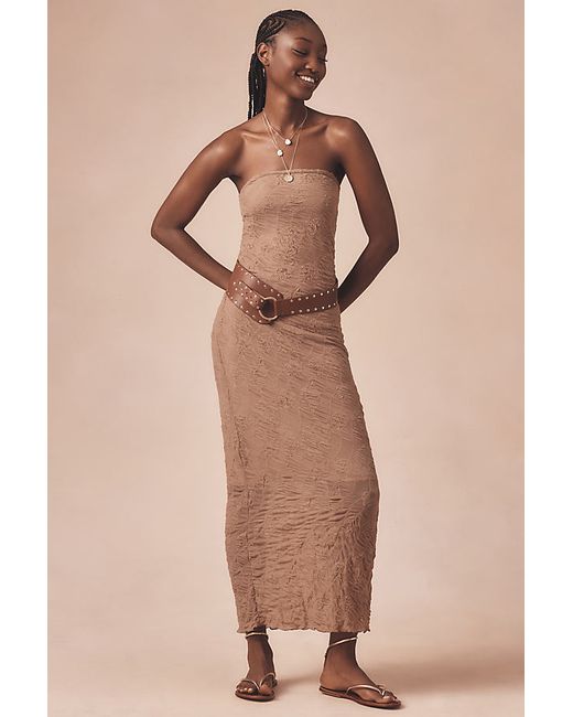 By Anthropologie Strapless Textured Knit Slip Midi Dress