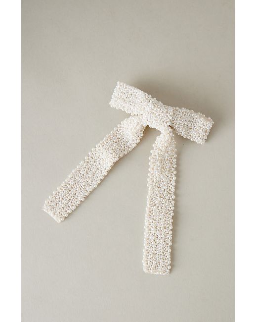 Anthropologie Pearl-Embellished Bow Barrette Hair Clip