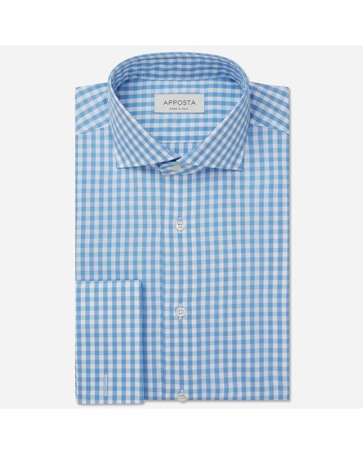 Apposta Shirt gingham 100 wrinkle free cotton poplin collar style lower spread cuff french cufflinks