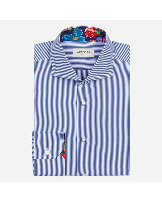 Apposta Shirt stripes 100 pure cotton fil-224-fil collar style lower spread