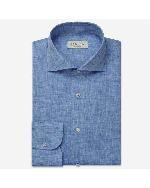 Apposta Shirt solid linen plain normandy collar style lower spread