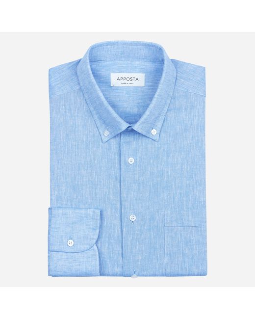 Apposta Shirt solid cotton-linen plain collar style small button-down