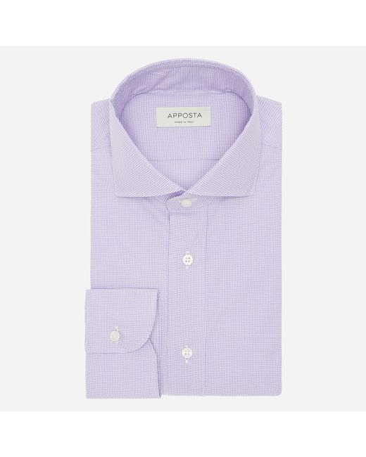 Apposta Shirt small checks 100 easy iron cotton twill collar style lower spread