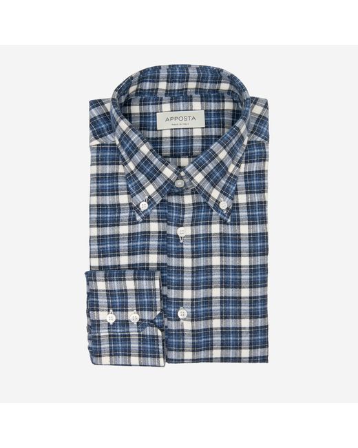Apposta Shirt big checks flannel twill double twisted collar style button-down
