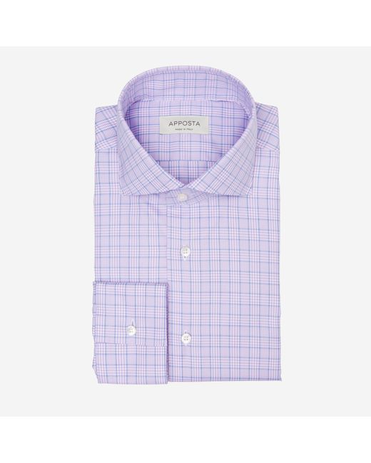 Apposta Shirt prince of wales 100 pure cotton twill double twisted giza 45 collar style lower spread