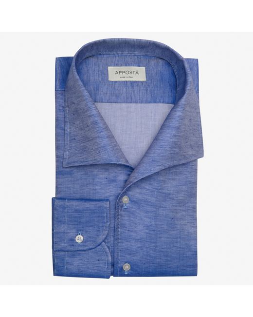 Apposta Shirt solid cotton-linen plain normandy linen collar style one piece