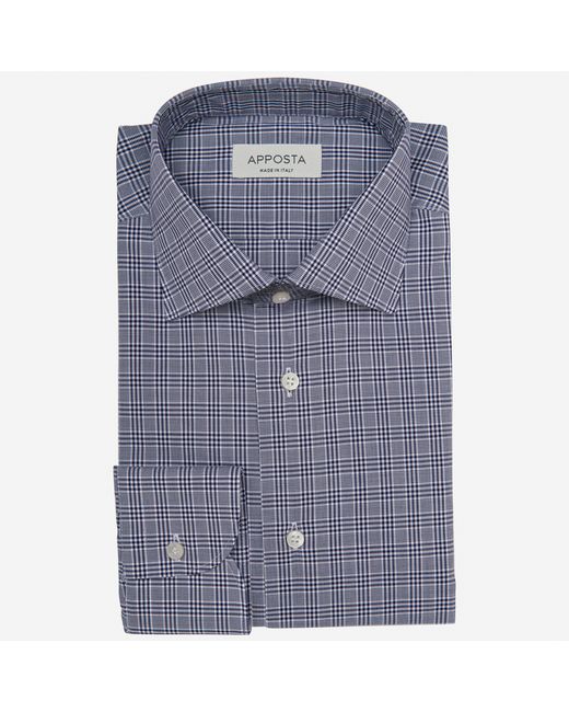 Apposta Shirt prince of wales 100 pure cotton zephyr collar style semi-spread