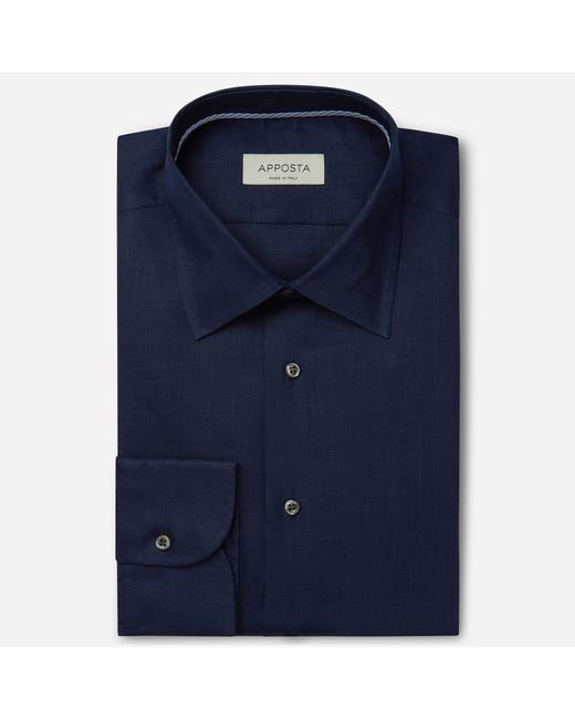 Apposta Shirt solid linen plain collar style low straight point
