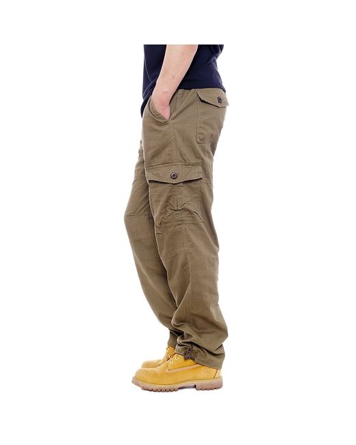 ArmadaDeals Casual Loose Elastic Waist Multi Pocket Trousers 4XL