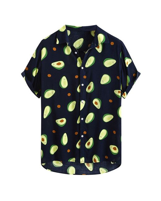 ArmadaDeals Summer Funny Avocado Print Short Sleeve Blouse L