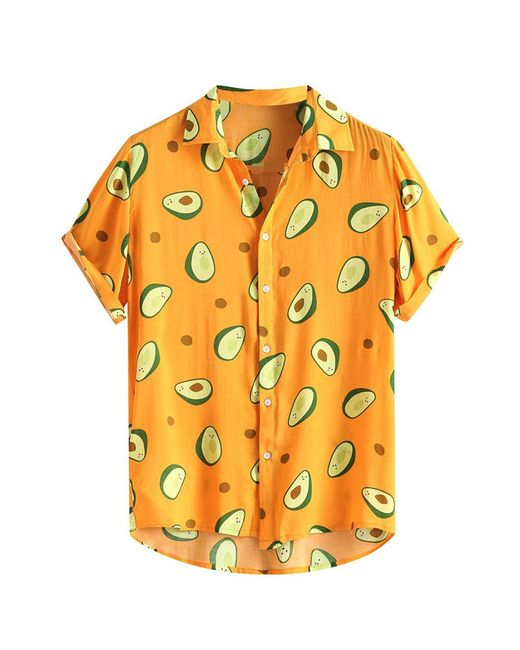 ArmadaDeals Summer Funny Avocado Print Short Sleeve Blouse M