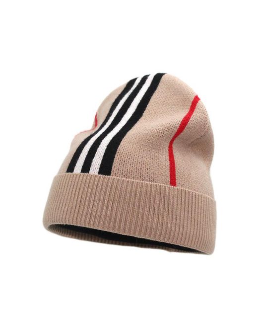 ArmadaDeals Winter Striped Fashion Letter Windproof Warm Knitted Hat Apricot