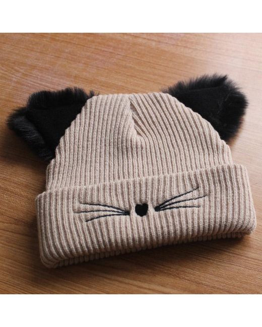 ArmadaDeals Winter Embroidered Cute Cat Ears Knitted Hat