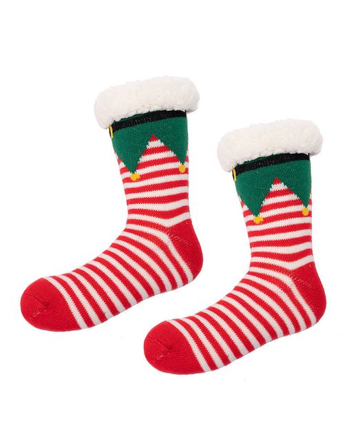 ArmadaDeals Autumn Winter Thickened Non-slip Christmas Printed Home Floor Socks Stripes