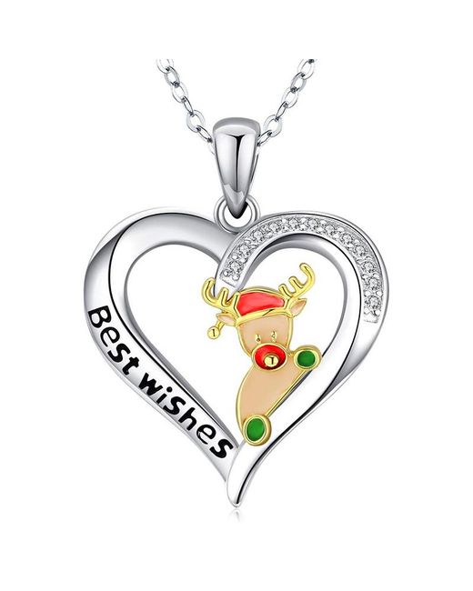 ArmadaDeals Trendy Heart Alloy Santa Elk Pendant Necklaces for