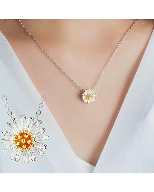 ArmadaDeals White Daisy Pendant 925 Sterling Necklace