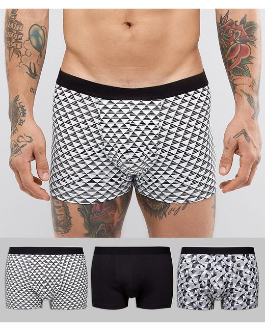 New Look Trunks With Geometric Print 3 Pack