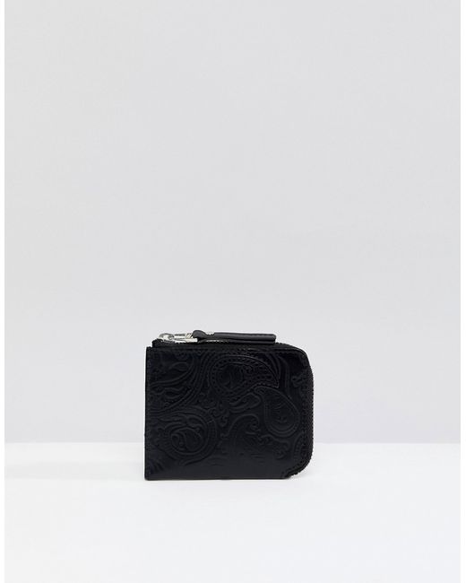 Pretty Green embossed leather paisley billfold wallet in