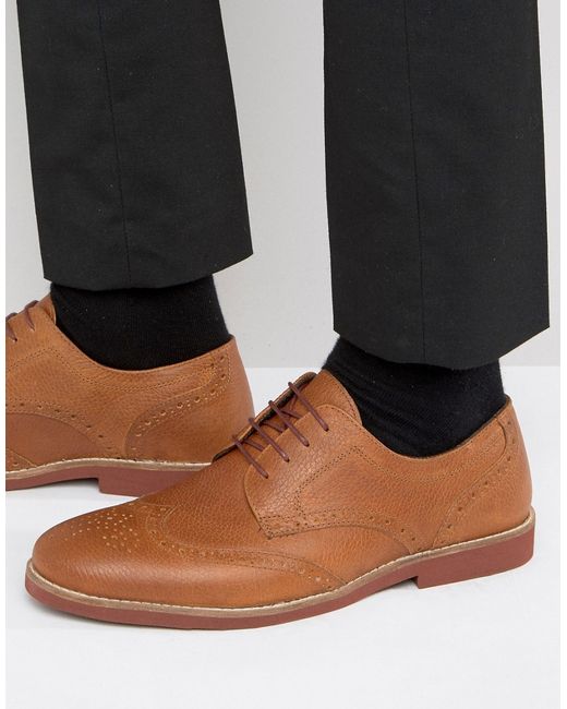 Red Tape Brogues In Milled Leather