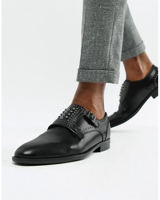 Asos Design monk shoes in faux leather with studs