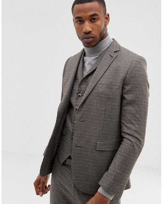 Harry Brown micro-check slim fit suit jacket
