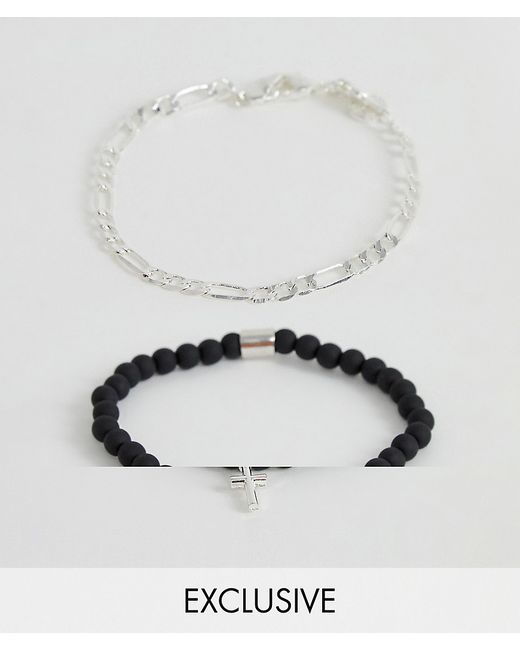 Chained & Able black beaded bracelet with silver chain in 2