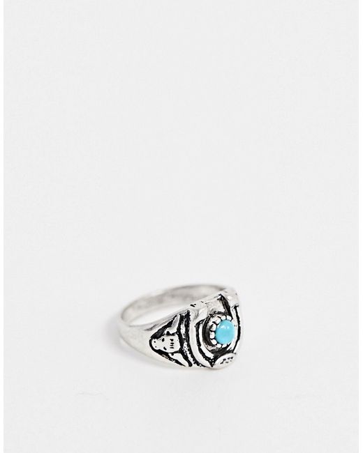 Asos Design ring with turquoise stone in burnished