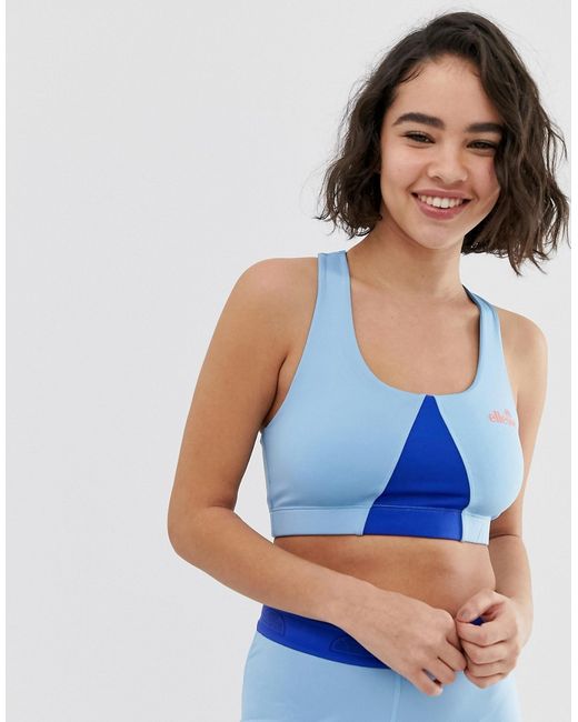 Ellesse sports bra with cross back in color block